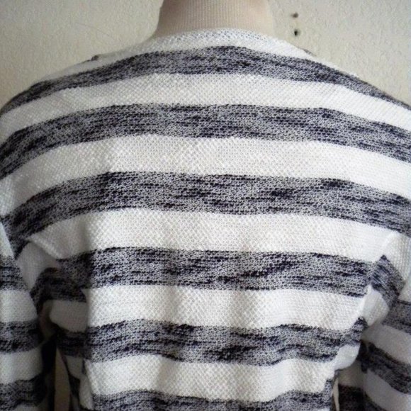 SANCTUARY CLOTHING MS SIZE MEDIUM BLUE AND WHITE STRIPED ASYMMERTICAL ZIP JACKET - Picture 4 of 9